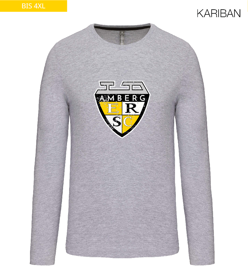 Kariban Herren Langarmshirt Oxford Grey "Uwe Frontprint"